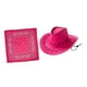 thumbnail image 1 of Conjunto de sombrero de vaquero con pañuelo, accesorios de disfraz, sombreros de vaquera para Rosa oscuro, 1 of 9