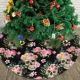 thumbnail image 3 of Flora Christmas Tree Skirt, Halloween Skull Xmas Tree Mat for Farmhouse New Year Festive Holiday Party Decorations Indoor Outdoor 30" inch, 3 of 5