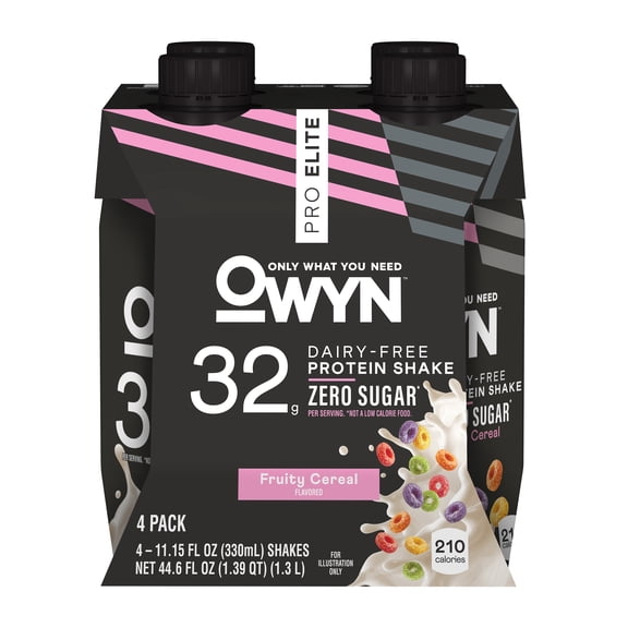 OWYN Pro Elite 32g Ready to Drink Protein Shakes, Fruity Cereal Flavor, 4 Count