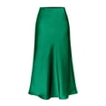 thumbnail image 4 of Skirt for Women Midi Length High Waist Solid Color Satin Dress Zipper Elegant Skirt Casual Trendy Womens Skirts, 4 of 4
