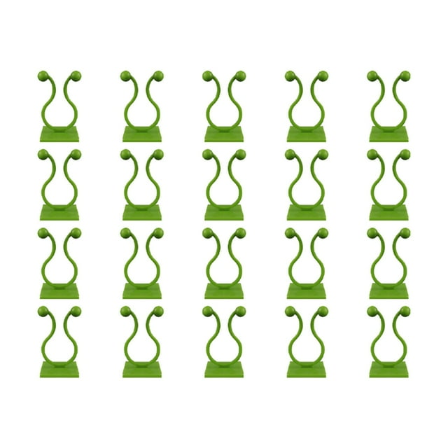 100Pc Green Dill Fixator Wall Line Clips | Non-Marking Plastic Climbing Plant Fixers | High-Viscosity Adhesive Cable Organizer | Vine Support for Tiles Glass Stainless Steel Walls