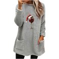 thumbnail image 2 of Xqxayjr Women's Thermal Fleece Loungewear Merry Christmas Shirts Casual Loose Long Sleeve Holiday Graphic Pullover Tops Sweatshirt Fashion Lightweight Crew Neck Blouses Sweaters, 2 of 3