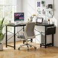 thumbnail image 2 of Gymax Bureau d'Ordinateur en L Réversible avec Sac de Rangement Latéral et Support pour Ordinateur Gris Foncé, 2 of 10
