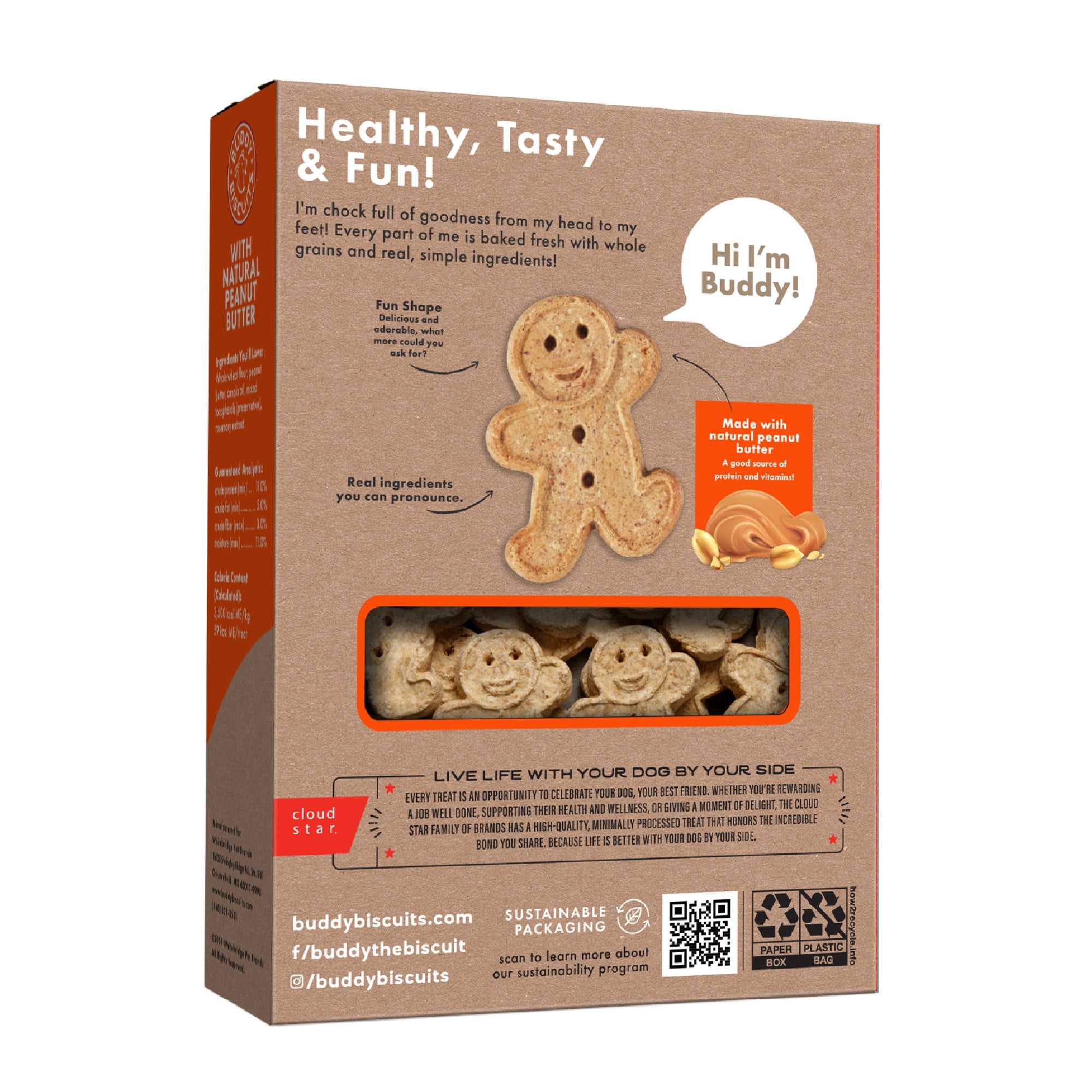 (4 pack) Buddy Biscuits Crunchy Dog Treats, Peanut Butter, 16 oz. Box
