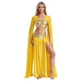thumbnail image 1 of TSSOE 2Pcs Women Egypt Queen Cosplay Costume Halloween Ancient Rome Crop Top Split with Skirt Set Gold S, 1 of 5