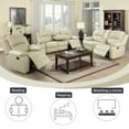thumbnail image 4 of Lumary 3-Pieces Bonded Leather Sofa Living Room Furniture Set, White, 4 of 6