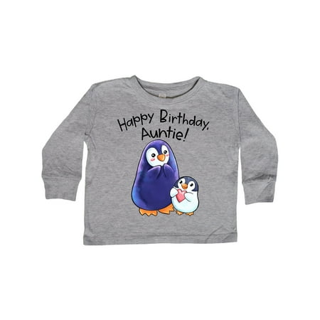 

Inktastic Happy Birthday Auntie!- Cute Penguins Gift Toddler Boy or Toddler Girl Long Sleeve T-Shirt