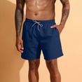 thumbnail image 2 of lcziwo Mens Gym Shorts with Pockets Knee Length Outdoor Elastic Waist Beach Shorts Hiking Fishing Travel Drawstring Chino Shorts Dark Blue XXL, 2 of 10