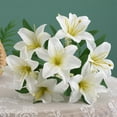 thumbnail image 4 of HCBY Christmas Lily Artificial Flowers Bulk Bouquet Blooming Silk Flower, 7 Flower Heads Wedding Decoration Indoor Home Decor DIY Floral Crafts Table Centerpiece Gift idea(White,12.59"), 4 of 6