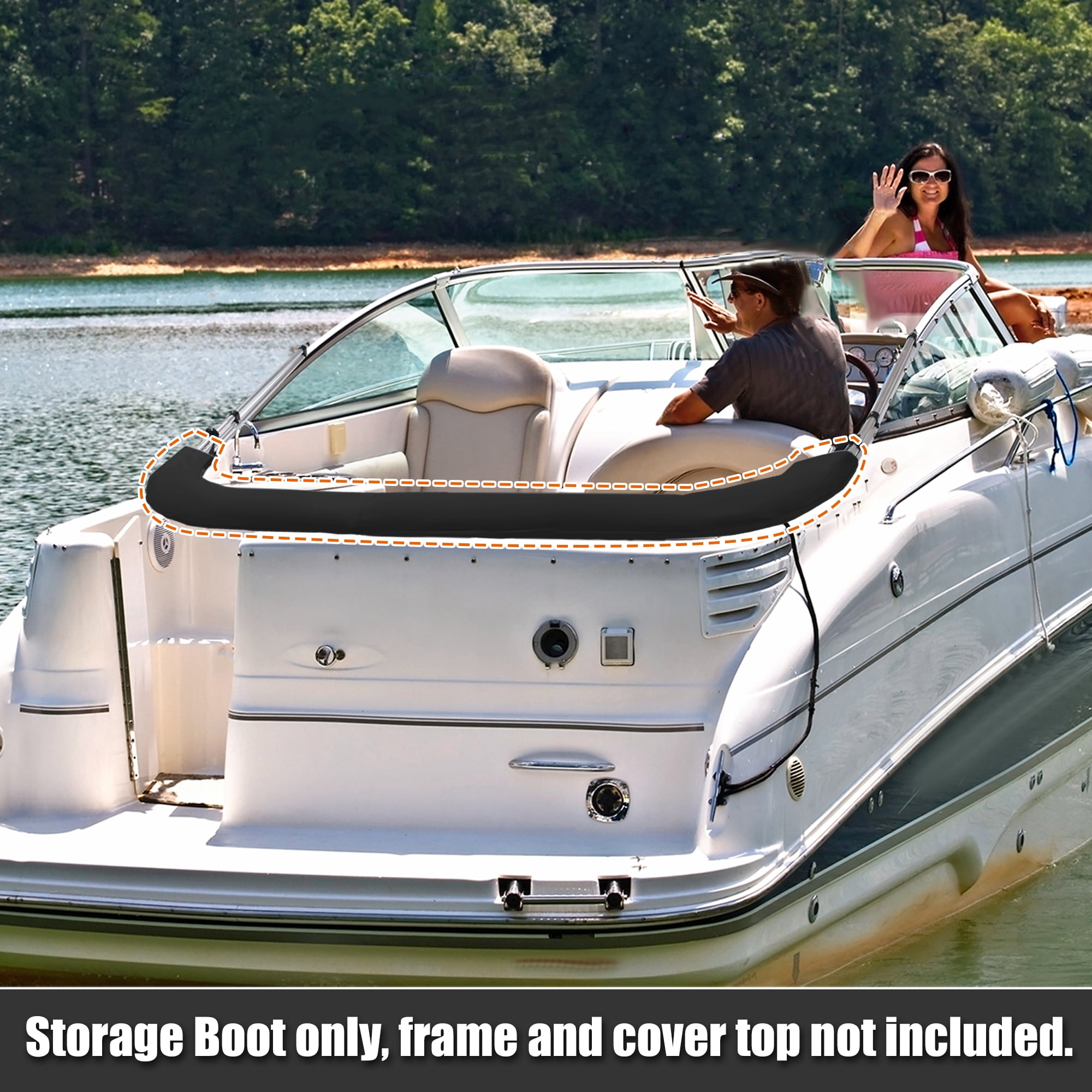 Unique Bargains 4 Bow Bimini Top Storage Boot Waterproof 600D Polyester Black 97"-103"