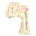 thumbnail image 5 of Grblisyd Girls Outfits Size 10-12 2 Piece Long Sleeve Crew Neck Cute Cartoon Print Sweatshirt Top and Flare Pants Set, 5 of 7