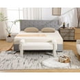 thumbnail image 5 of White Boucle End of Bed  53 Inch Long Ottoman  Sherpa Padded Bedroom  Upholstered Modern Entryway  for Bedroom/Living Room/Foyer, 5 of 7