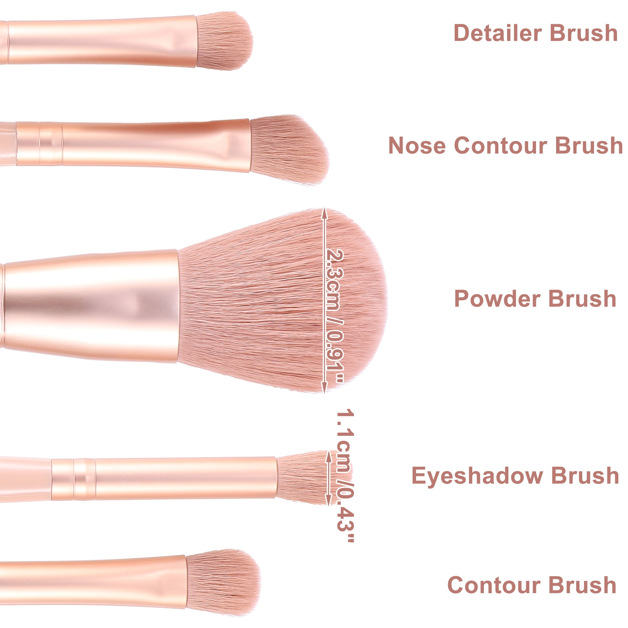 Unique Bargains 5Pcs Travel Makeup Brush Kit for Concealer Blush Pink