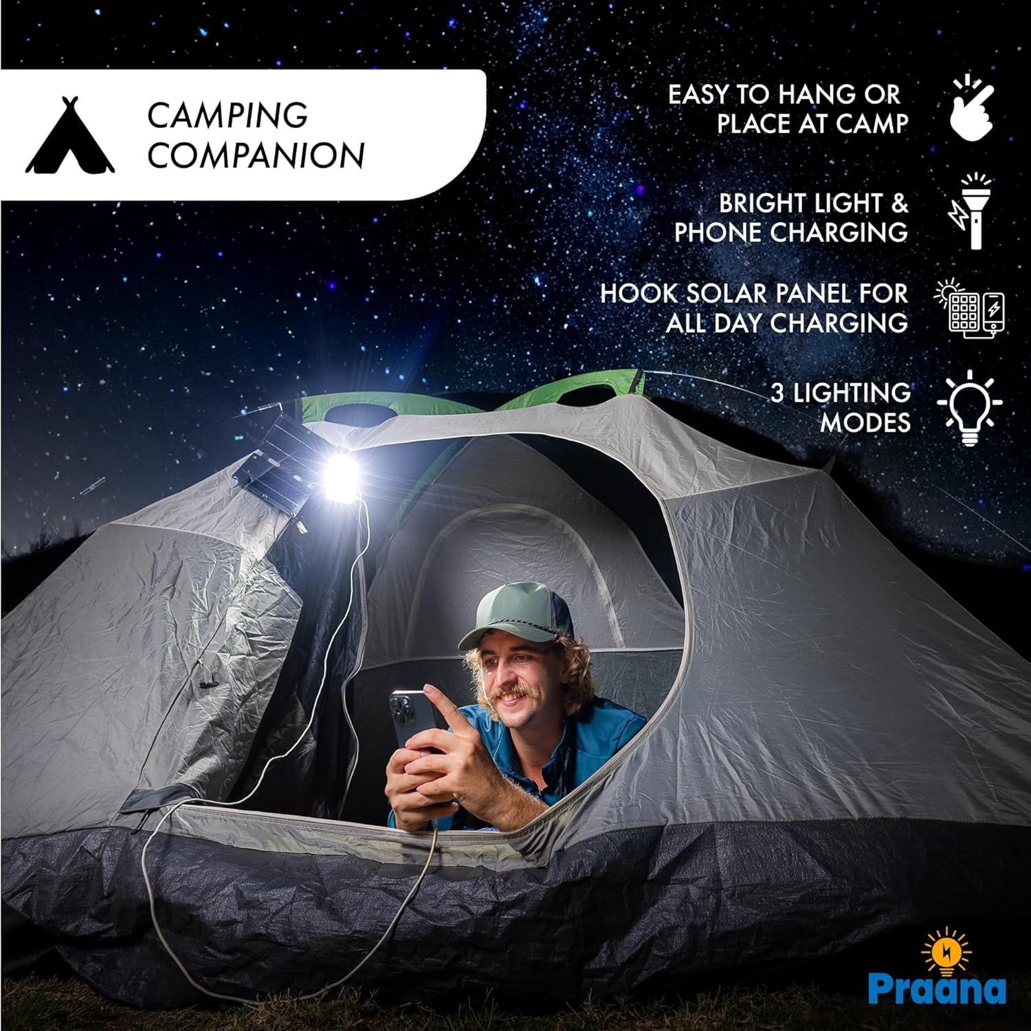 Portable Solar Panel  Power Bank Light Fast Charging 3 in 1 Survival Outdoor Camping Emergency Compact Waterproof