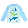 thumbnail image 6 of NIPAXO Boys Swimwear Long Sleeve Shark Graphic Sun Protection Quick Dry Swim Suit for Boys with Swim Shorts and Hat Set, Light Blue, Sizes 7-8Y, 6 of 9