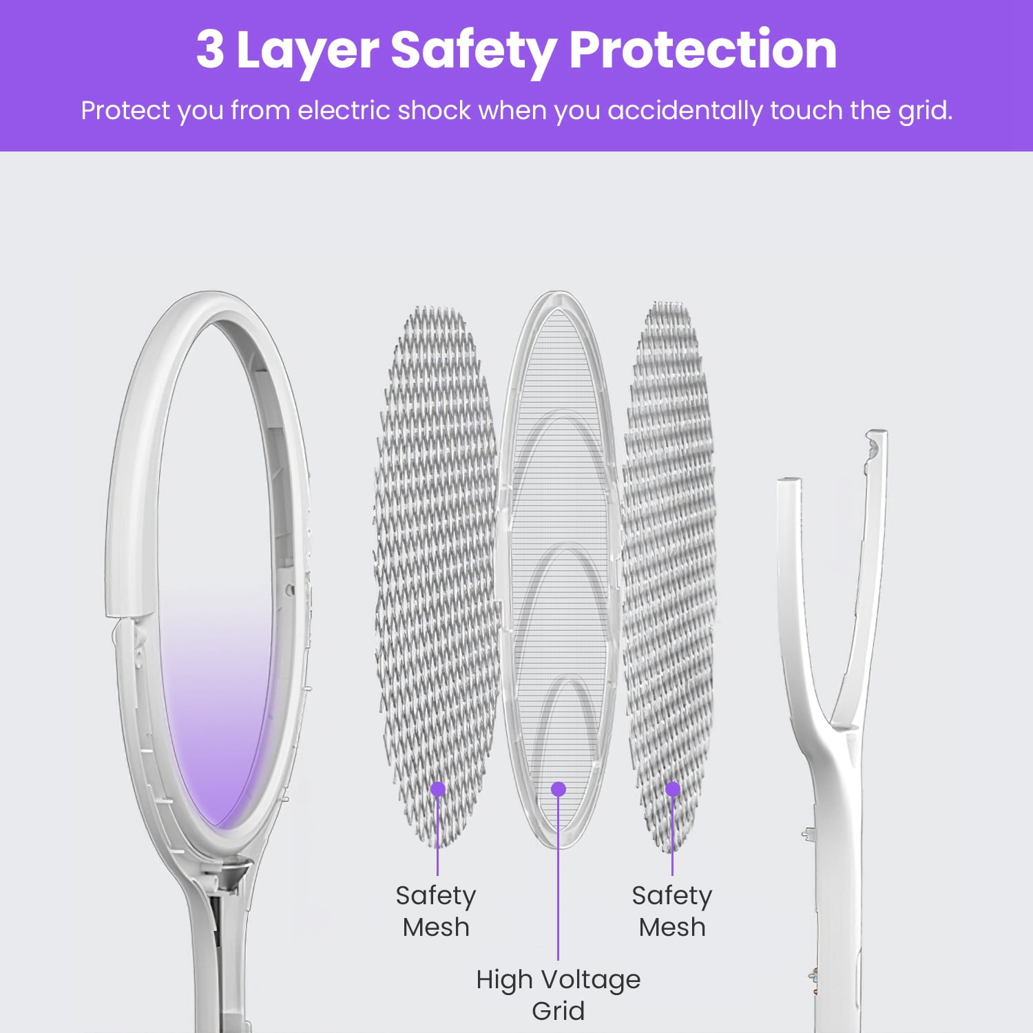 3 in 1 Bug Zapper Indoor 3200V Powerful Dual Modes with Telescopic Extension Wand for Indoor Outdoor Room Office Patio Garden