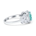 thumbnail image 2 of Oval Art Deco Ring Paraiba Tourmaline CZ 925 Sterling Silver Size 6, 2 of 6