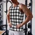 thumbnail image 5 of KLL Black White Plaid Print Men's Muscle Gym Workout Stringer Tank Tops Bodybuilding Fitness T-Shirts Tank Tops Men-3X-Large, 5 of 7