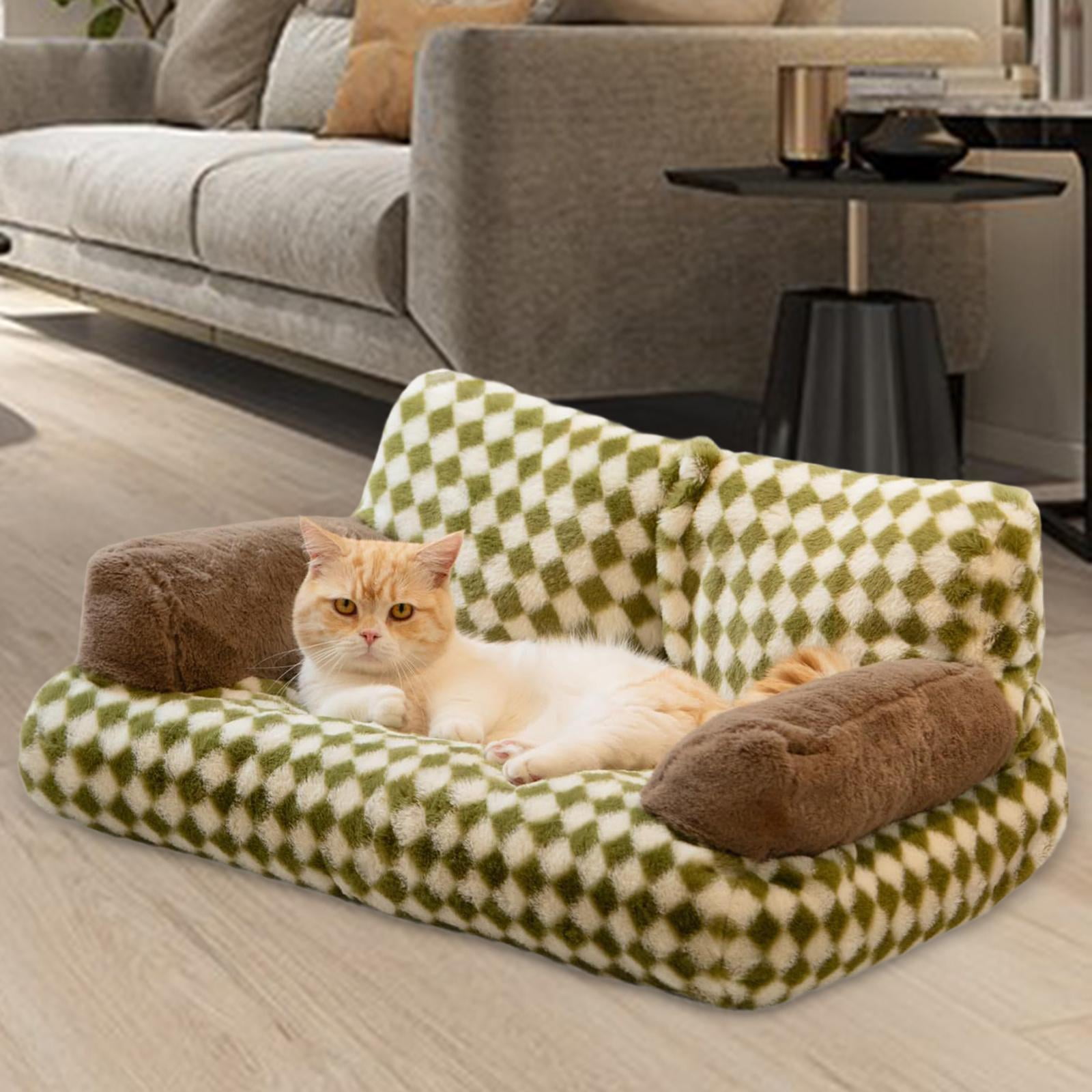 Stgfyxgs Dog Bed Sofa Pet Couch Modern Non Slip Soft Calming Cat Sofa Bed Cat Couch for Indoor Cats All Breed Small Dogs Puppy Kittens Green S