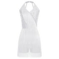 thumbnail image 3 of iixpin Justaucorps à Franges en Strass pour Femmes Cocktail Salon Rumba Salsa Danse Justaucorps Blanc 3TG, 3 of 4