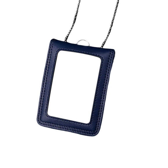 Maoww Porte-Cartes d'Identité en Cuir Véritable, Chaîne de Perles, badge de Travail, badge d'Employé, Carte de Poitrine Pliable, Corde Suspendue