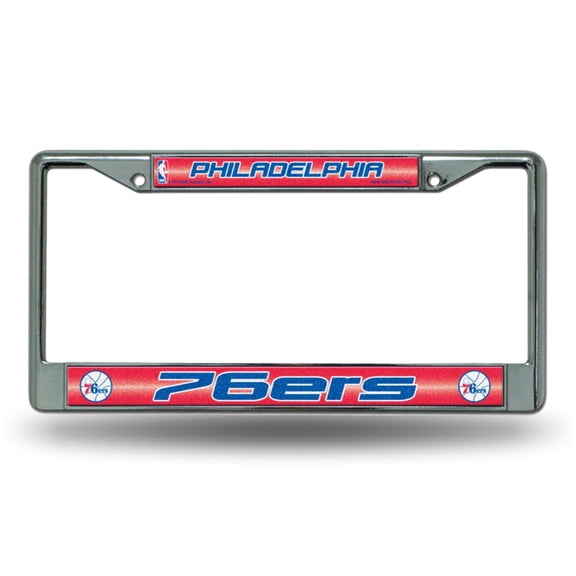 Philadelphia Basketball 76ers Standard Size Chrome License Plate Frame - It Sparkles! - Let's Go!