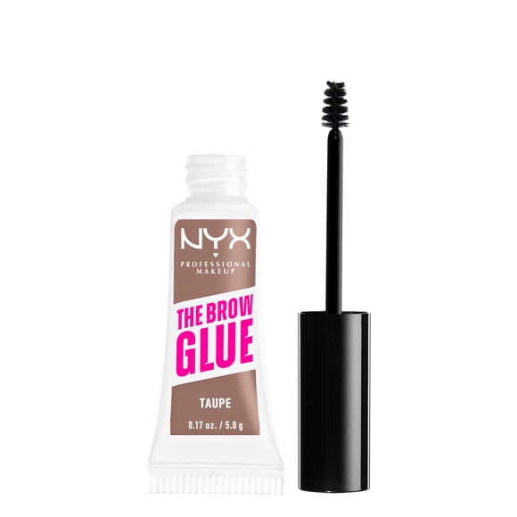 Nyx Professional Makeup, The Brow Glue, Outil instantané pour les sourcils, Tenue extrême 16hres, Formule végane - Warm Brown, 0.18oz / 5g