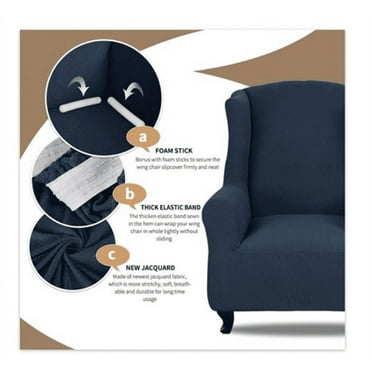 Super Stretch Wingback Chair Slipcover 1 Piece Soft Spandex Jacquard Wing C