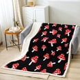 thumbnail image 2 of Cute Mushrooms Plush Throw Blanket Red Mushrooms Sherpa Blanket Natural Wild Fungus Fleece Throw Blanket Botanical Fuzzy Blanket for Kids Boys Girls 40"x50" Black, 2 of 6