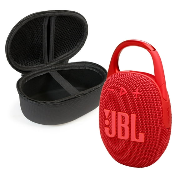 JBL Clip 5 Bluetooth Speaker and divvi! Protective Case Bundle - Red