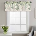 thumbnail image 2 of Rod Pocket Window Valances Green Eucalyptus Leaves Watercolor Short Kitchen Curtains Retro Linen Window Treatment Drapes for Bedroom Bathroom Living Room 42x12In,1 Panel, 2 of 9