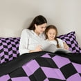 thumbnail image 2 of jejeloiu Classic Grid Queen Comforter Set,Minimalism Geometric Rhombus Bedding Sets,Purple Black Checkered Bedding Comforter Set For Girls Boys,Super Cozy Room Decor Reversible,3 Pieces, 2 of 8