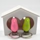 thumbnail image 2 of Pajarera blanca con 2 llaveros Pink Whistle Pink Sparrow llavero, 2 of 7