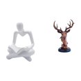 thumbnail image 1 of Figura De Pensador De Cabeza De Ciervo Abstracta Creativa, Escultura Artesanal, Estatua De Animal Para Sala De Estar, Mesita De Noche, Escritorio, Decoración Del Hogar, 1 of 8