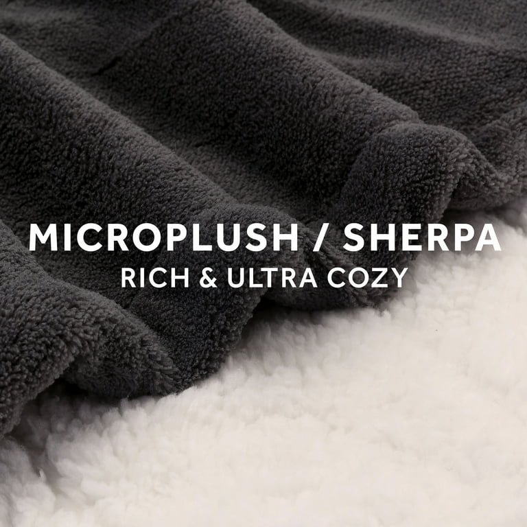 Sunbeam Microplush Sherpa Electric Heated Throw Blanket Slate Gray