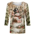 thumbnail image 5 of Hvogkswy Christmas Shirts for Women Oversize Crewneck 3/4 Sleeve T-Shirts Trendy Holiday Print Casual Home Pullover Tops, Gifts for Women, 5 of 5