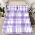 thumbnail image 2 of Homewish Classic Geometric Plaid Full Size Sheets,Modern Geometric Bed Sheets,Purple Grid Sheet Sets For Boys Kids,Super Cozy Room Decor,4 Pieces, 2 of 7