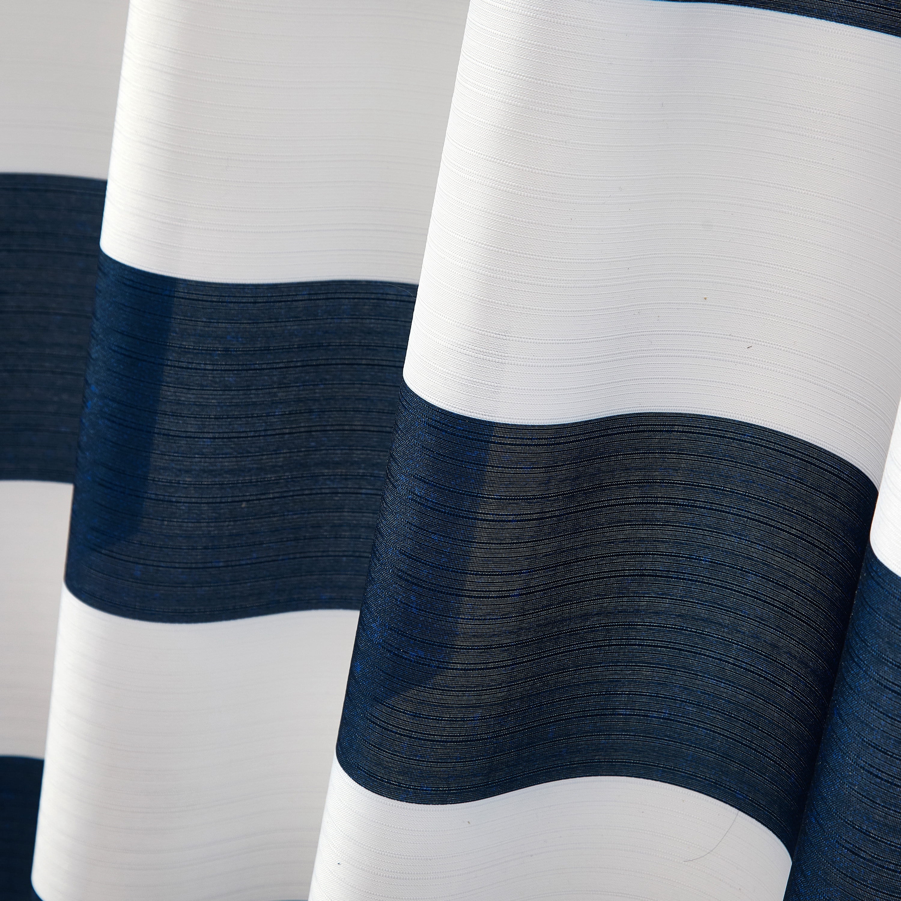 (3 pack) Mainstays Blue Cabana Striped Printed 72" x 72" Ribbed Textured Shower Curtain, Polyester