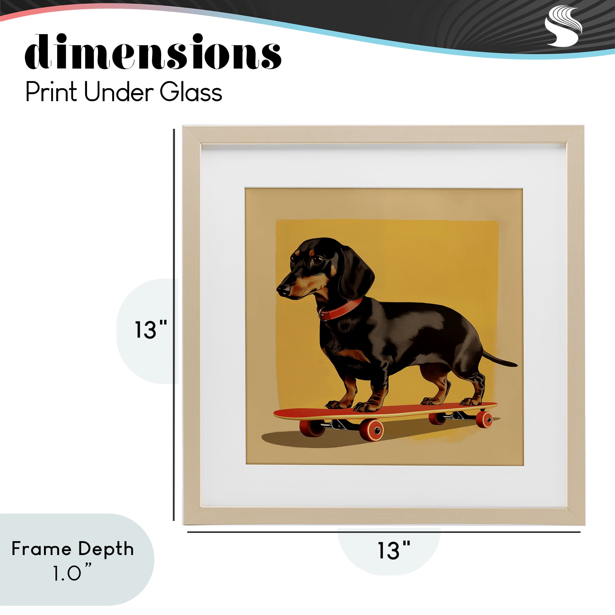 Stupell Industries Dachshund on Red Skateboard Birch Framed Print Under Glass, design by Andreas Magnusson