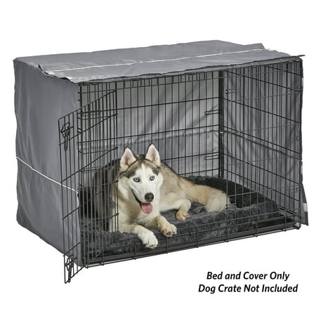 MidWest Homes for Pets New World Comfort Kit, Matching Dog Crate Cover & Bed, Fits 42’’ Crate, Gray