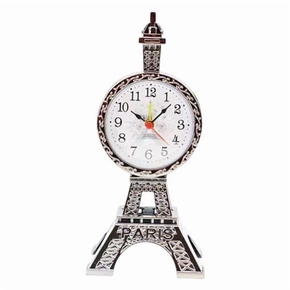 Reloj despertador de escritorio con diseño de la Torre Eiffel, decorativo, fácil de leer, multifuncional. Oro negro