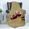 thumbnail image 4 of Sushi Soft Flannel Fleece Throw Blanket, Japanese Sushi Rolls Avocado and Shrimp Rolled up in Seaweed on Striped Background, Cozy Plush for Indoor and Outdoor Use, 70" x 90", Multicolor, by Ambesonne, 4 of 5