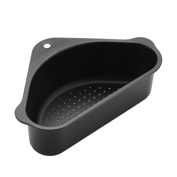 FENGGUIQU 1Set Kitchen Sink Drain Basket Stainless Steel Black Sink Storage Container for Fruit and Vegetable