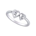 thumbnail image 2 of AFFY 1/10 Carat CT Round White Natural Diamond Double Heart Wedding Promise Ring In 14k Solid White Gold (I-J Color, I2-I3 Clarity, 0.10 Cttw) Ring Size-7, 2 of 4