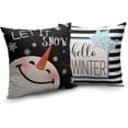 thumbnail image 2 of Lovely Snowman Throw Pillow Covers Let It Snow Decorative Pillow Covers 16x16 Set of 2 Hello Winter Black Stripes Cushion Case for Living Room Holiday Decor Bedroom, 2 of 4
