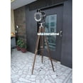 thumbnail image 2 of DESIGNER Chrome Nautical SPOT LIGHT Tripod Floor LAMP Huge vintage industrial, 2 of 3