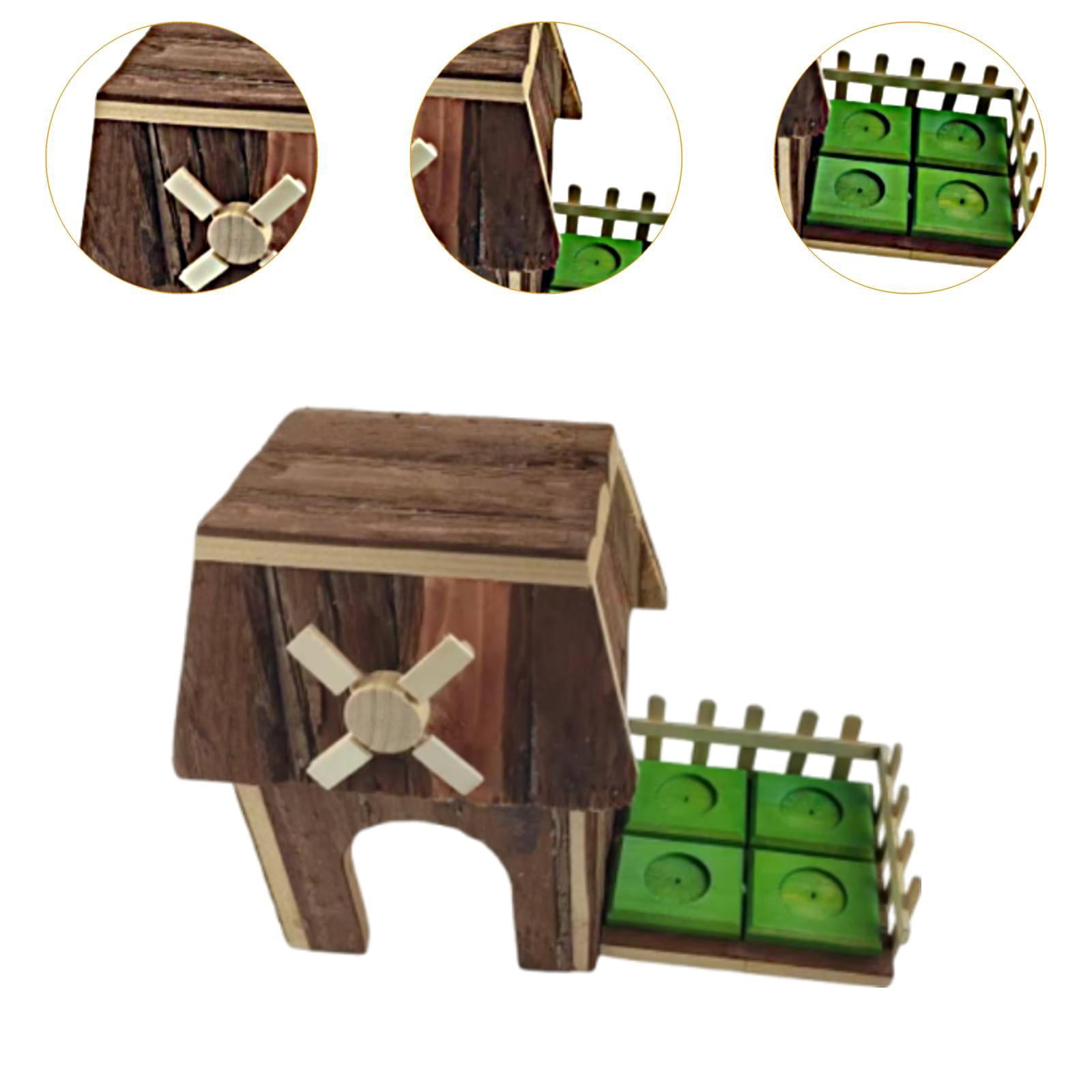 Serenable Hamster Wood House Hideout Small Animals Sleeping Hut for Gerbils Small Pets