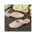 thumbnail image 5 of Daeful Ladies Flats Backless Clogs Closed Toe Mules Walking Casual Anti-Slip Slip On Shoes Beige 6, 5 of 9
