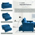 thumbnail image 2 of Newest 3-in-1 Convertible Sofa Bed Loveseat, 47" Blue Lychee Velvet Chaise Lounge with Adjustable Backrest & Pull-Out Sleeper for Small Space, Apartment, 2 of 7