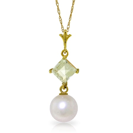 Galaxy Gold 14K Solid Gold Natural Aquamarine Necklace for Women - Yellow Gold Fine Jewelry